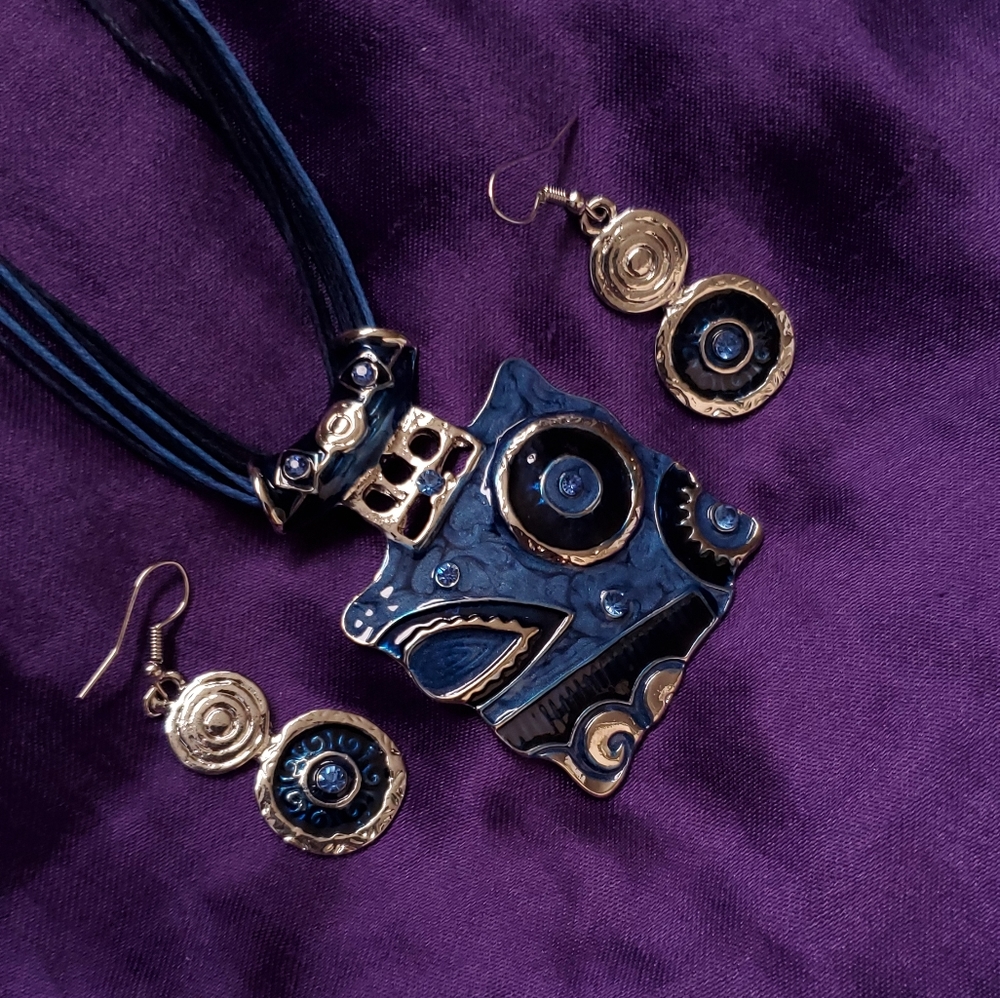 Abstract Necklace and Earring Set